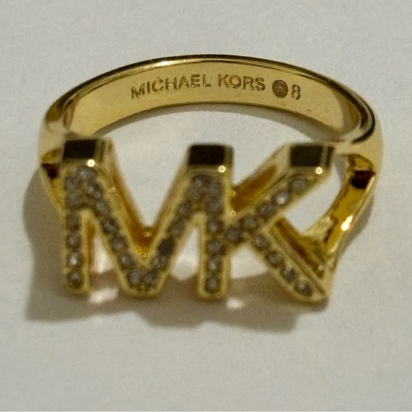 Michael Kors Gold-Tone Logo Ring Size 8 - Picture 12 of 13